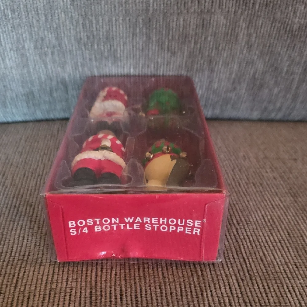 Festive Christmas Wine Stoppers By Boston‎ Warehouse, Set Of Four, New